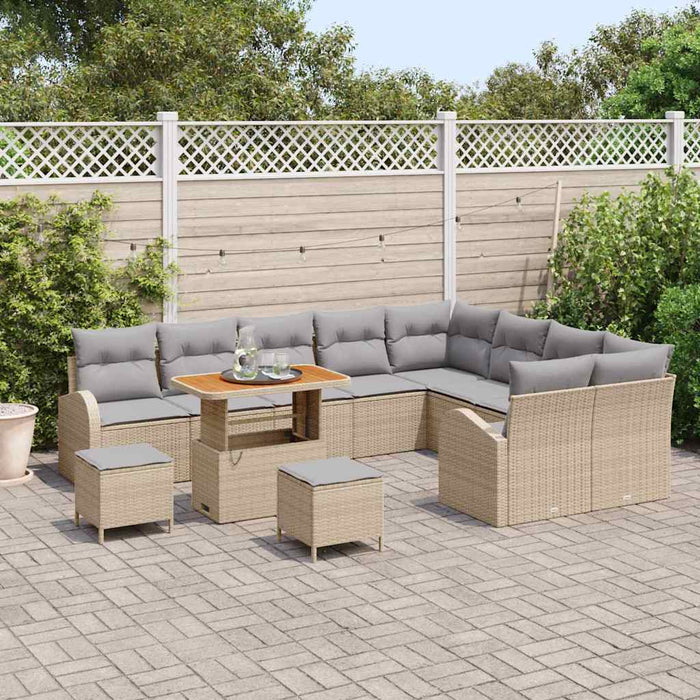 Set de canapele pentru grădină cu pernă 12 pcs Bej Rattan poli - WALTI WALTI