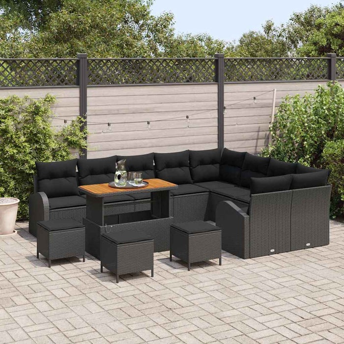 Set de canapele pentru grădină 13 pcs Negru Rattan poli - WALTI WALTI