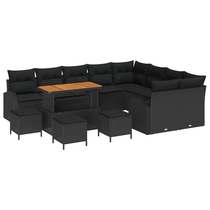 Set de canapele pentru grădină 13 pcs Negru Rattan poli - WALTI WALTI