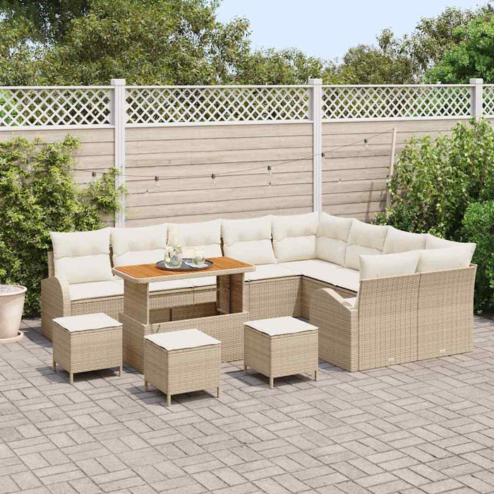 Set de canapele pentru grădină cu pernă 13 pcs Bej poliratan WALTI