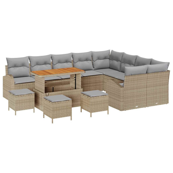 Set de canapele pentru grădină cu pernă 13 pcs Bej Rattan poli - WALTI WALTI