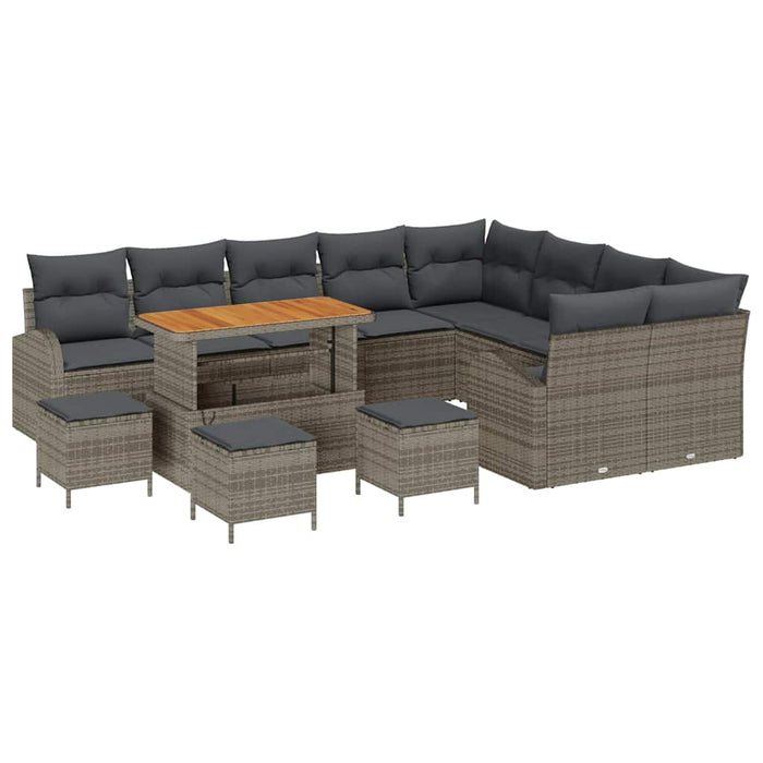 Set de canapele pentru grădină cu pernă 13 pcs Gri Rattan poli - WALTI WALTI