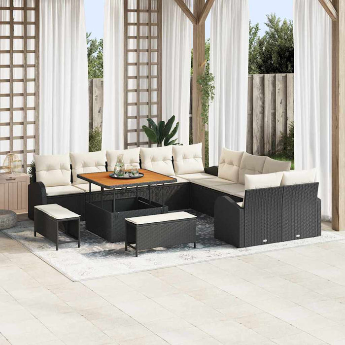 Set de canapele pentru grădină 13 pcs Negru Rattan poli - WALTI WALTI