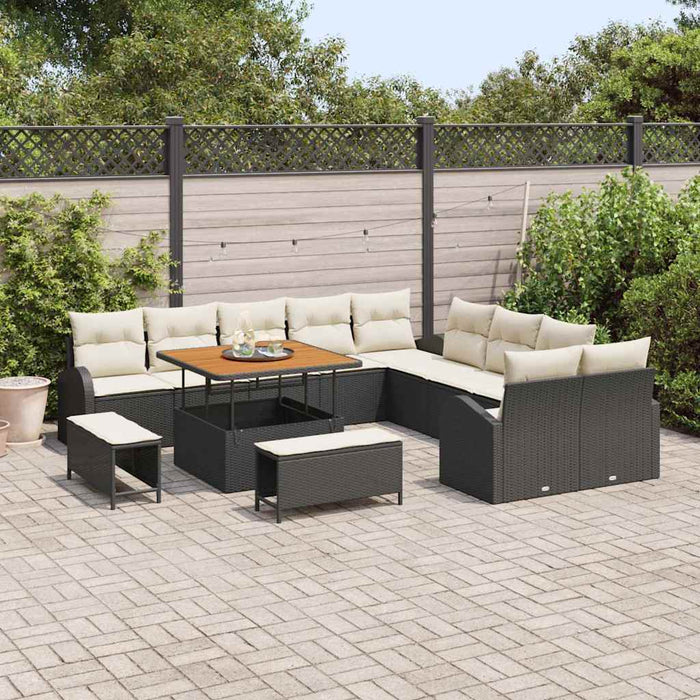 Set de canapele pentru grădină 13 pcs Negru Rattan poli - WALTI WALTI