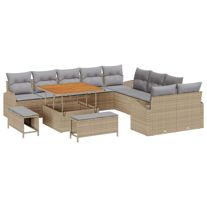 Set de canapele pentru grădină cu pernă 13 pcs Bej Rattan poli - WALTI WALTI