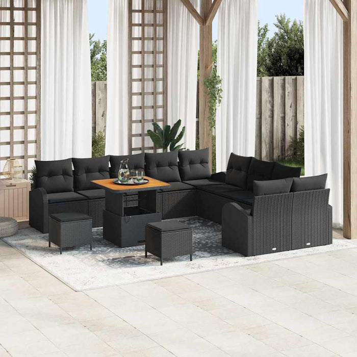 Set de canapele pentru grădină 13 pcs Negru Rattan poli - WALTI WALTI