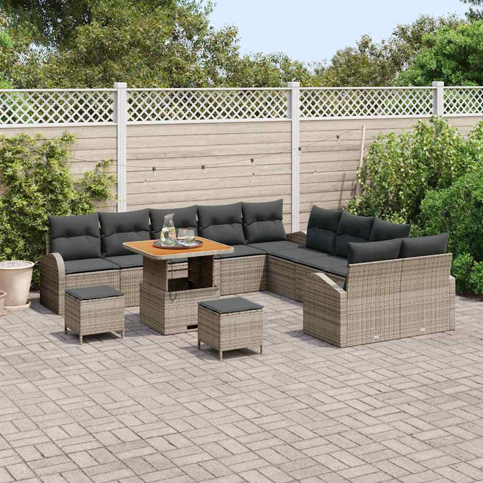 Set de canapele pentru grădină cu pernă 13 pcs Gri Rattan poli - WALTI WALTI