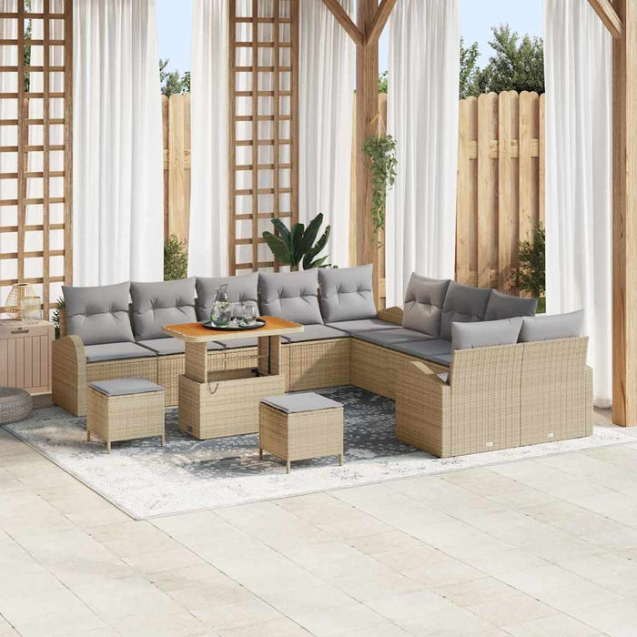 Set de canapele pentru grădină cu pernă 13 pcs Bej Rattan poli - WALTI WALTI