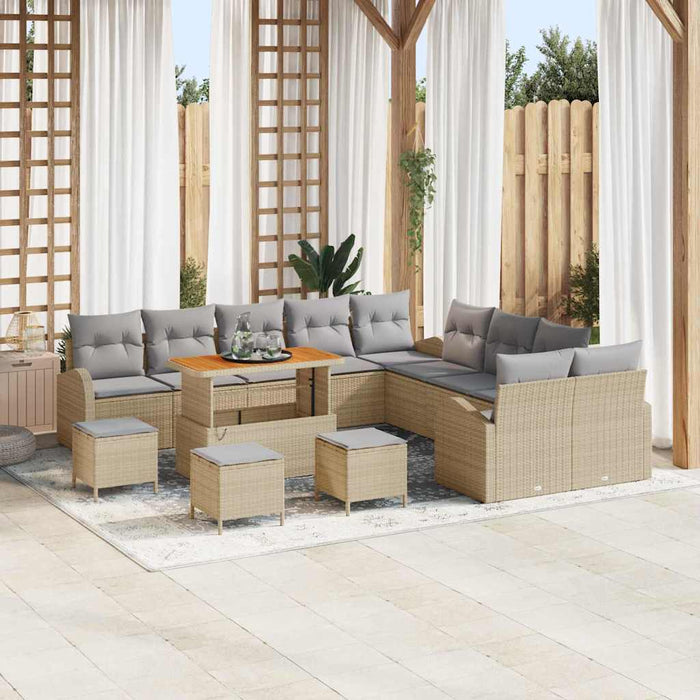 Set de canapele pentru grădină cu pernă 14 pcs Bej Rattan poli - WALTI WALTI