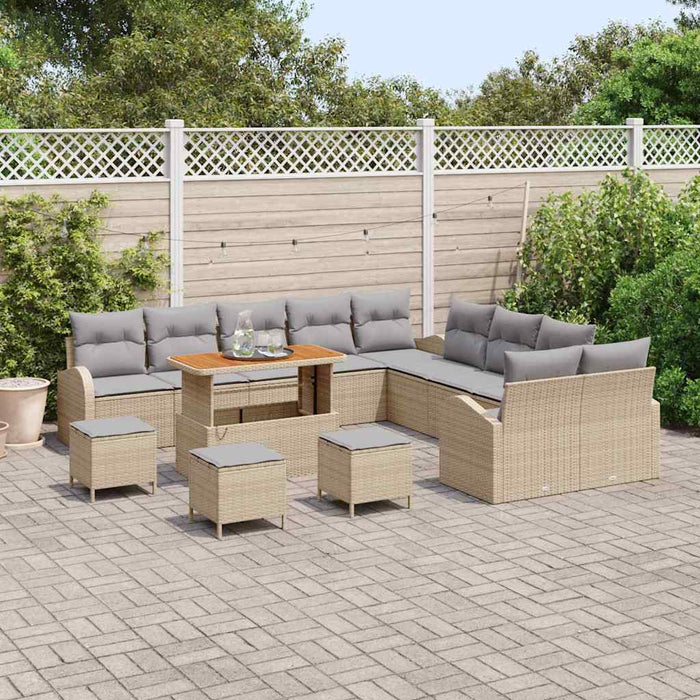 Set de canapele pentru grădină cu pernă 14 pcs Bej Rattan poli - WALTI WALTI
