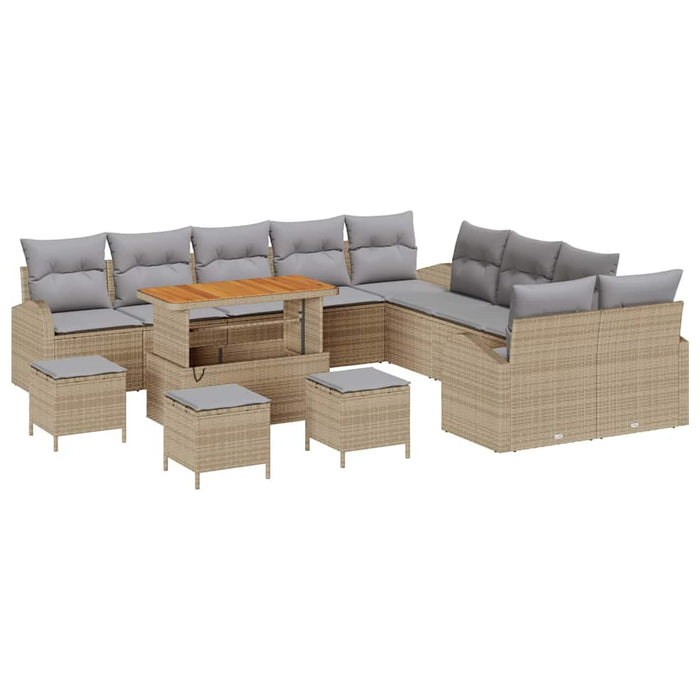 Set de canapele pentru grădină cu pernă 14 pcs Bej Rattan poli - WALTI WALTI