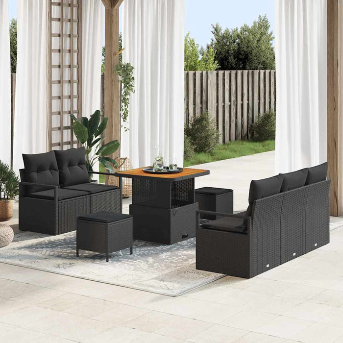 Set de canapele pentru grădină cu pernă 8 pcs Negru Rattan poli - WALTI WALTI