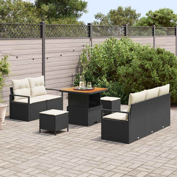 Set de canapele pentru grădină cu pernă 8 pcs Negru Rattan poli - WALTI WALTI