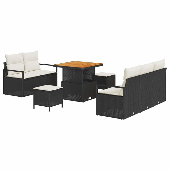Set de canapele pentru grădină cu pernă 8 pcs Negru Rattan poli - WALTI WALTI