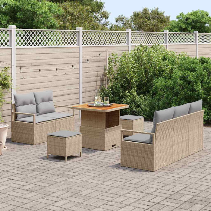 Set de canapele pentru grădină cu pernă 8 pcs Bej Rattan poli - WALTI WALTI