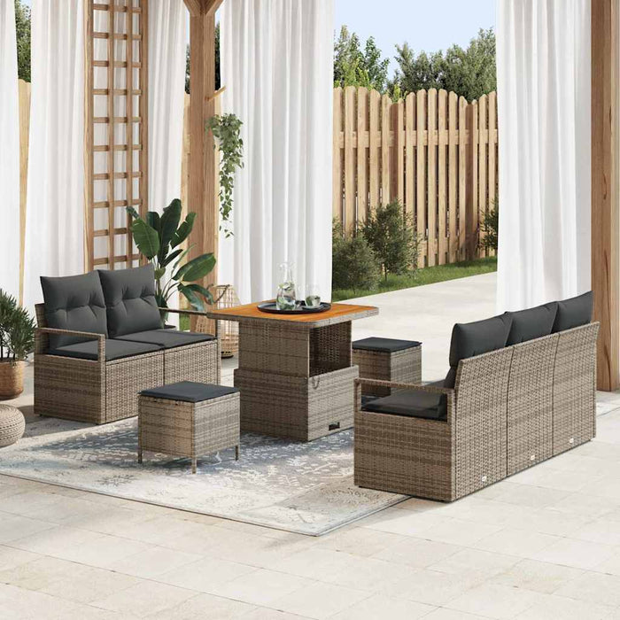 Set de canapele pentru grădină cu pernă 8 pcs Gri Rattan poli - WALTI WALTI