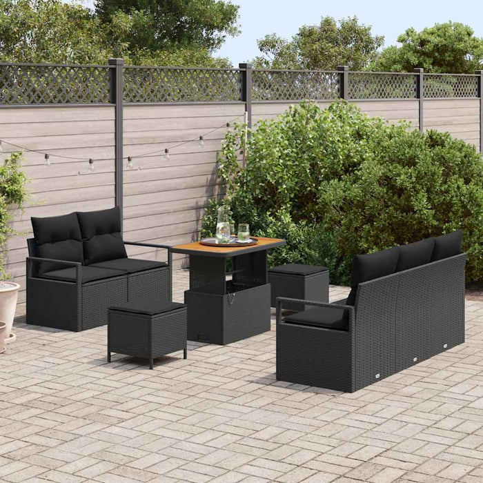 Set de canapele pentru grădină cu pernă 8 pcs Negru Rattan poli - WALTI WALTI