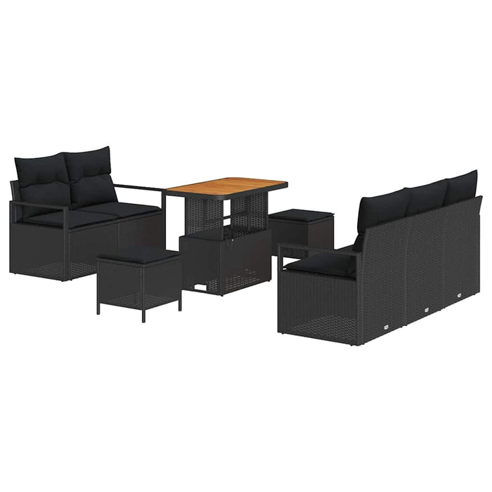 Set de canapele pentru grădină cu pernă 8 pcs Negru Rattan poli - WALTI WALTI