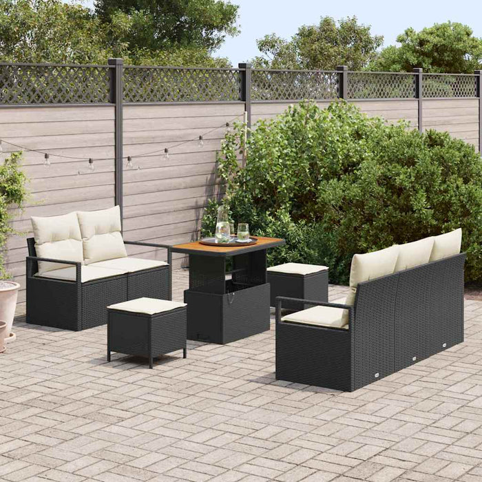 Set de canapele pentru grădină cu pernă 8 pcs Negru Rattan poli - WALTI WALTI