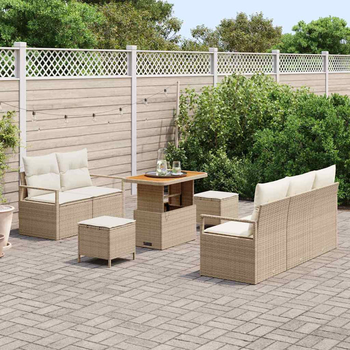 Set de canapele pentru grădină cu pernă 8 pcs Bej poliratan WALTI