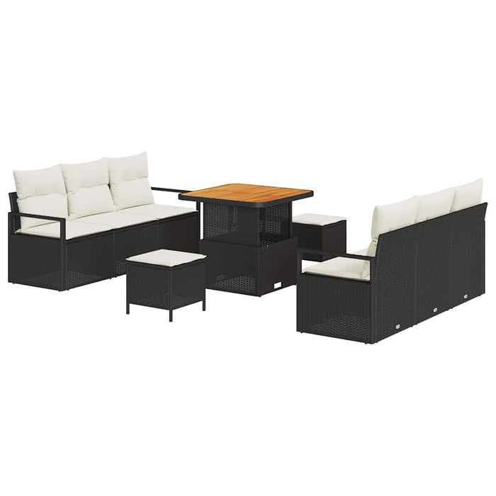 Set de canapele pentru grădină cu pernă 9 pcs Negru Rattan poli - WALTI WALTI