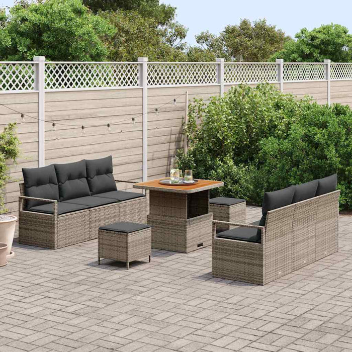 Set de canapele pentru grădină cu pernă 9 pcs Gri Rattan poli - WALTI WALTI