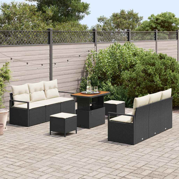 Set de canapele pentru grădină cu pernă 9 pcs Negru Rattan poli - WALTI WALTI