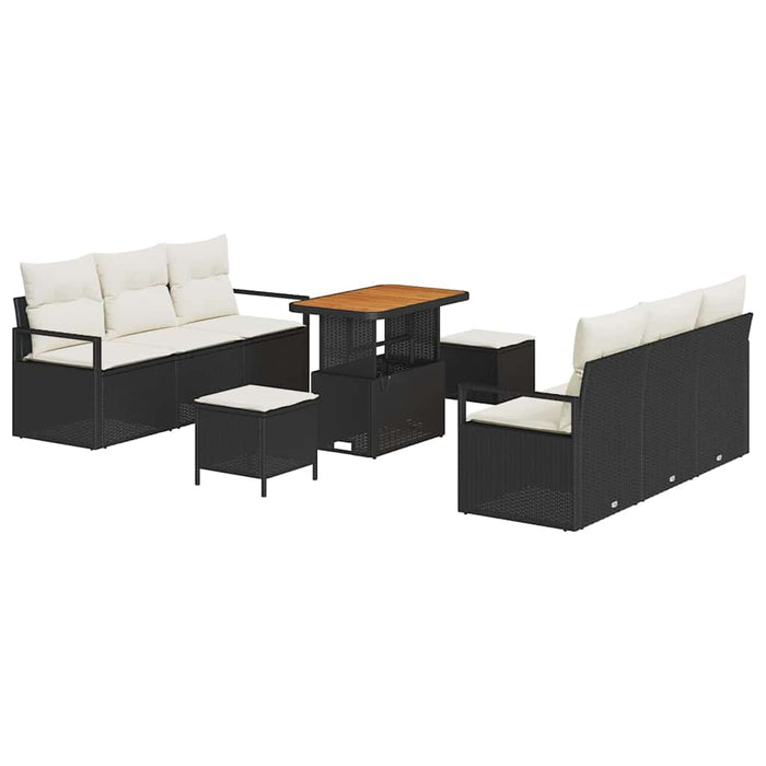 Set de canapele pentru grădină cu pernă 9 pcs Negru Rattan poli - WALTI WALTI