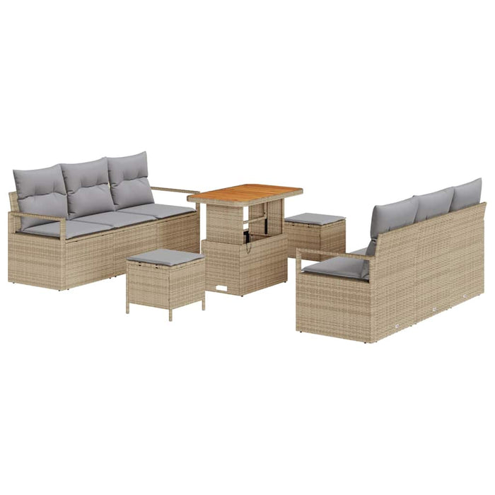 Set de canapele pentru grădină cu pernă 9 pcs Bej Rattan poli - WALTI WALTI