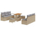 Set de canapele pentru grădină cu pernă 9 pcs Bej Rattan poli - WALTI WALTI