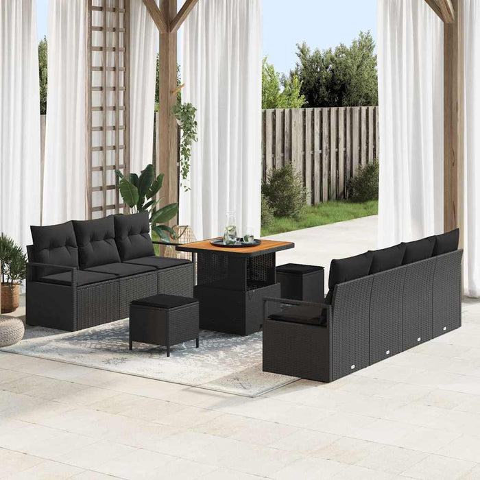 Set de canapele pentru grădină 10 pcs Negru Rattan poli - WALTI WALTI