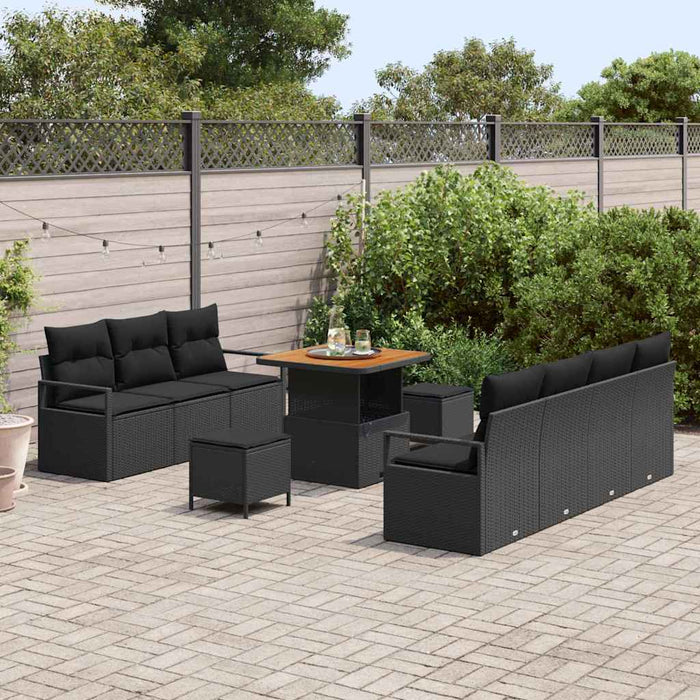 Set de canapele pentru grădină 10 pcs Negru Rattan poli - WALTI WALTI