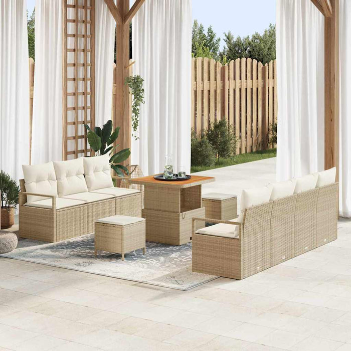 Set de canapele pentru grădină cu pernă 10 pcs Bej poliratan WALTI