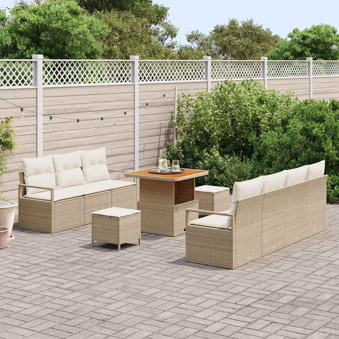 Set de canapele pentru grădină cu pernă 10 pcs Bej poliratan WALTI