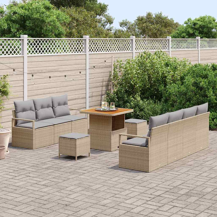 Set de canapele pentru grădină cu pernă 10 pcs Bej Rattan poli - WALTI WALTI