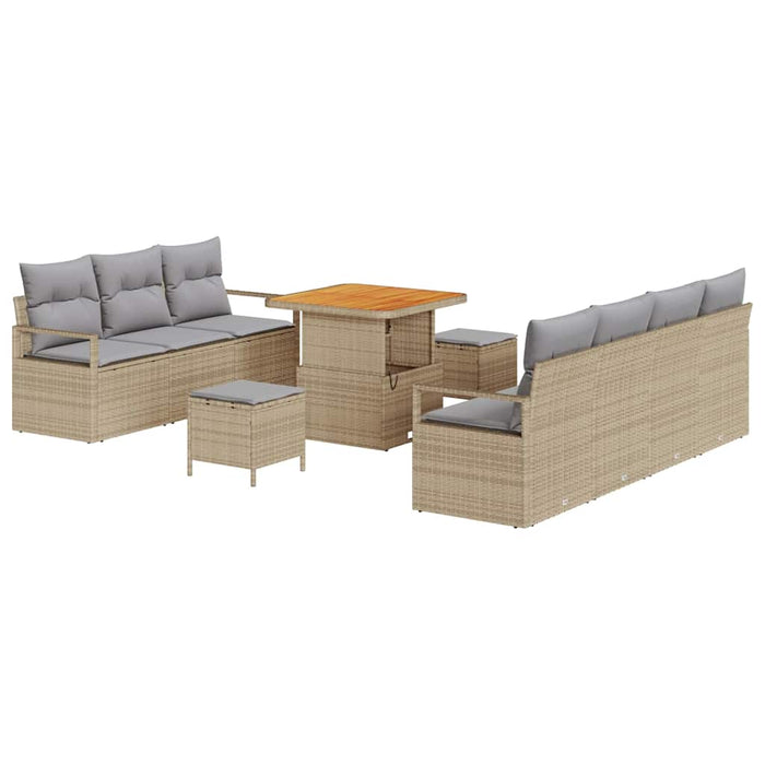 Set de canapele pentru grădină cu pernă 10 pcs Bej Rattan poli - WALTI WALTI