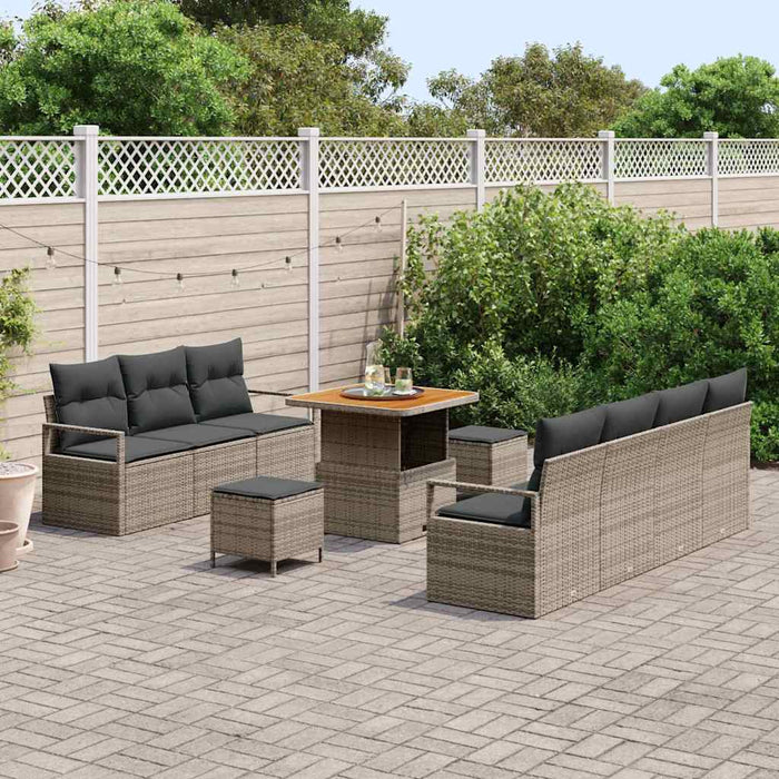 Set de canapele pentru grădină cu pernă 10 pcs Gri Rattan poli - WALTI WALTI