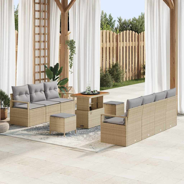 Set de canapele pentru grădină cu pernă 10 pcs Bej Rattan poli - WALTI WALTI
