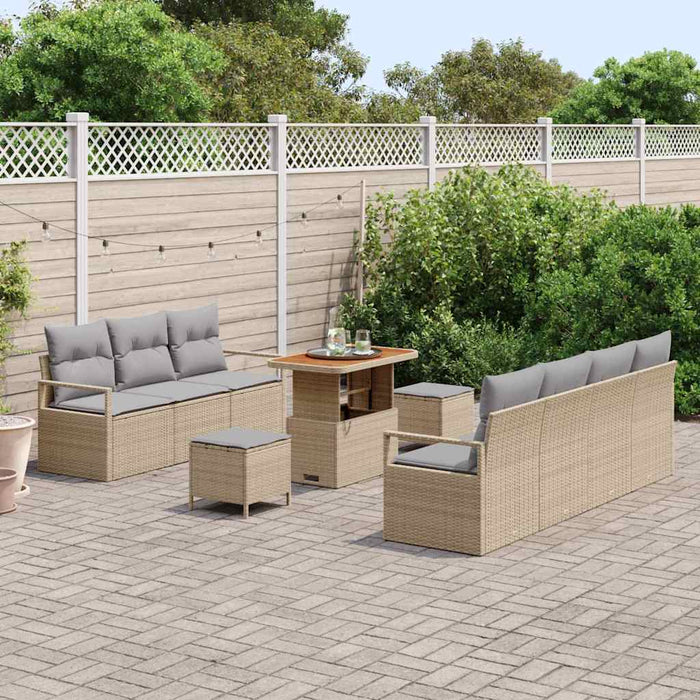 Set de canapele pentru grădină cu pernă 10 pcs Bej Rattan poli - WALTI WALTI
