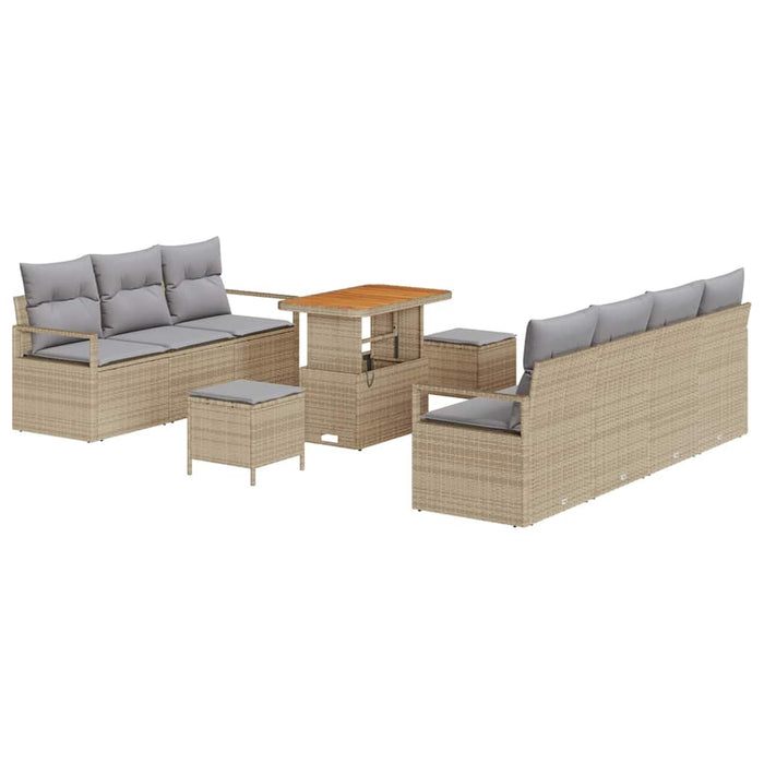 Set de canapele pentru grădină cu pernă 10 pcs Bej Rattan poli - WALTI WALTI