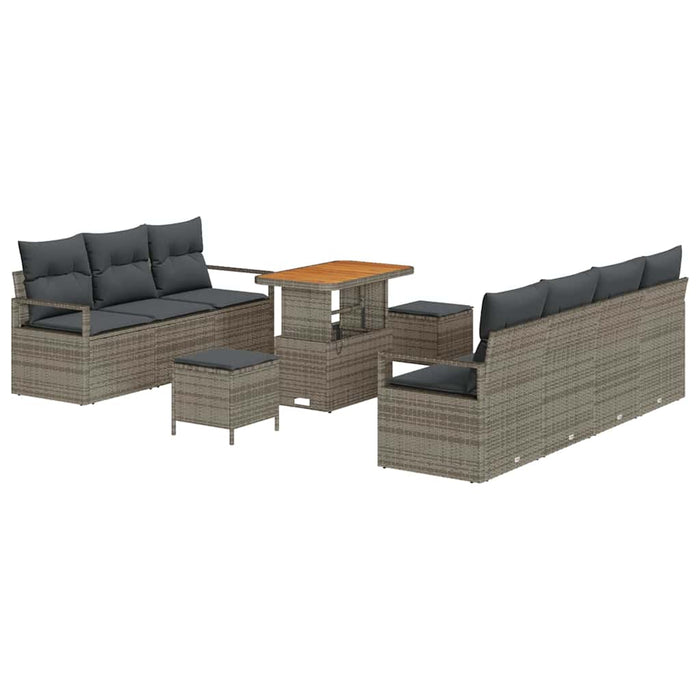 Set de canapele pentru grădină cu pernă 10 pcs Gri Rattan poli - WALTI WALTI