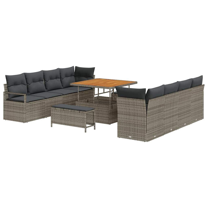Set de canapele pentru grădină cu pernă 11 pcs Gri Rattan poli - WALTI WALTI