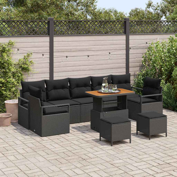 Set de canapele pentru grădină 10 pcs Negru Rattan poli - WALTI WALTI
