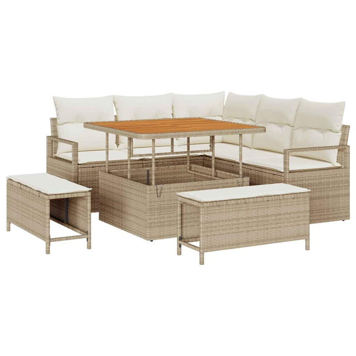 Set de canapele pentru grădină cu pernă 8 pcs Bej poliratan - WALTI WALTI