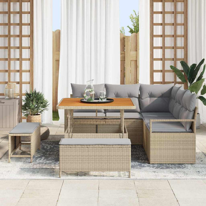 Set de canapele pentru grădină cu pernă 8 pcs Bej Rattan poli - WALTI WALTI