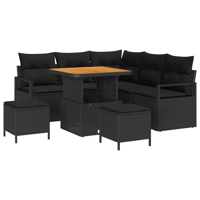 Set de canapele pentru grădină cu pernă 8 pcs Negru Rattan poli - WALTI WALTI