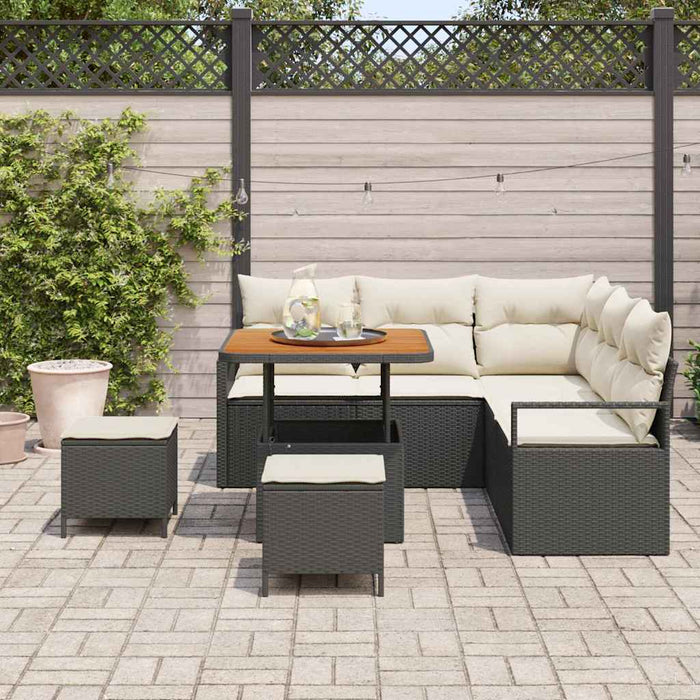 Set de canapele pentru grădină cu pernă 8 pcs Negru Rattan poli - WALTI WALTI