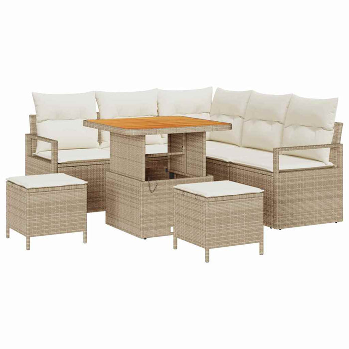 Set de canapele pentru grădină cu pernă 8 pcs Bej poliratan - WALTI WALTI