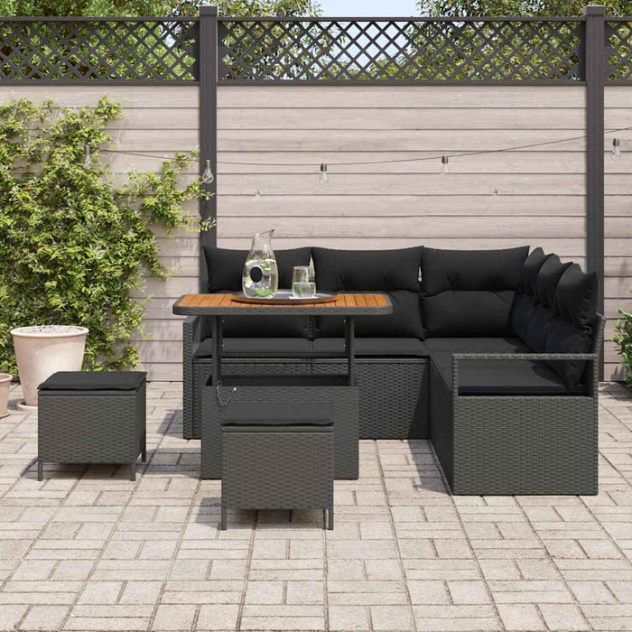 Set de canapele pentru grădină cu pernă 8 pcs Negru Rattan poli - WALTI WALTI