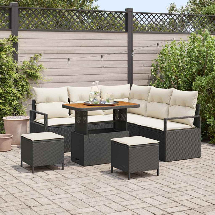 Set de canapele pentru grădină cu pernă 8 pcs Negru Rattan poli - WALTI WALTI